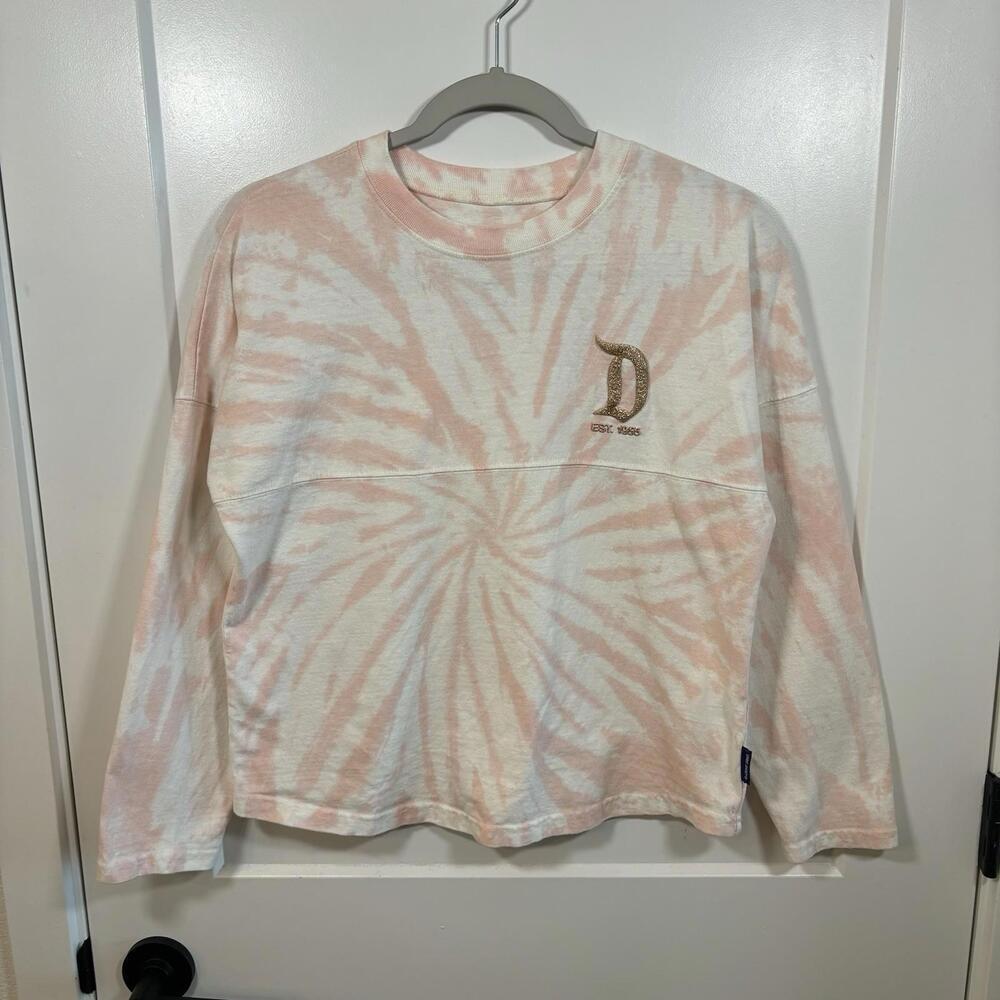 Disney Parks Spirit Jersey Pink Rose Gold Tie Dye Glitter Size Youth Size XL